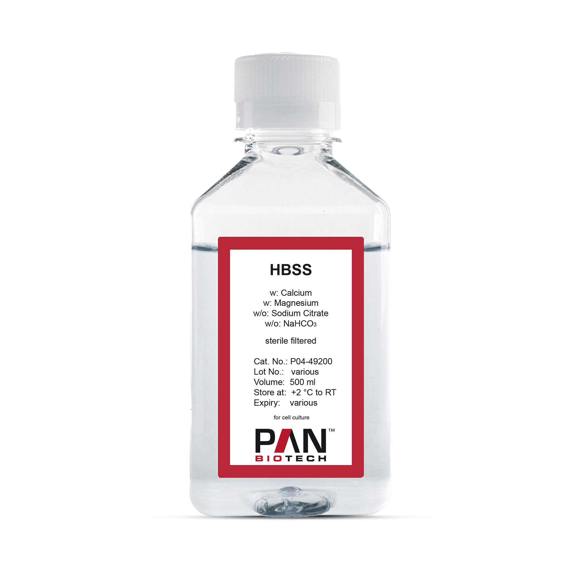 HBSS, w/o: Sodium Citrate, w: Ca and Mg, w/o: NaHCO3