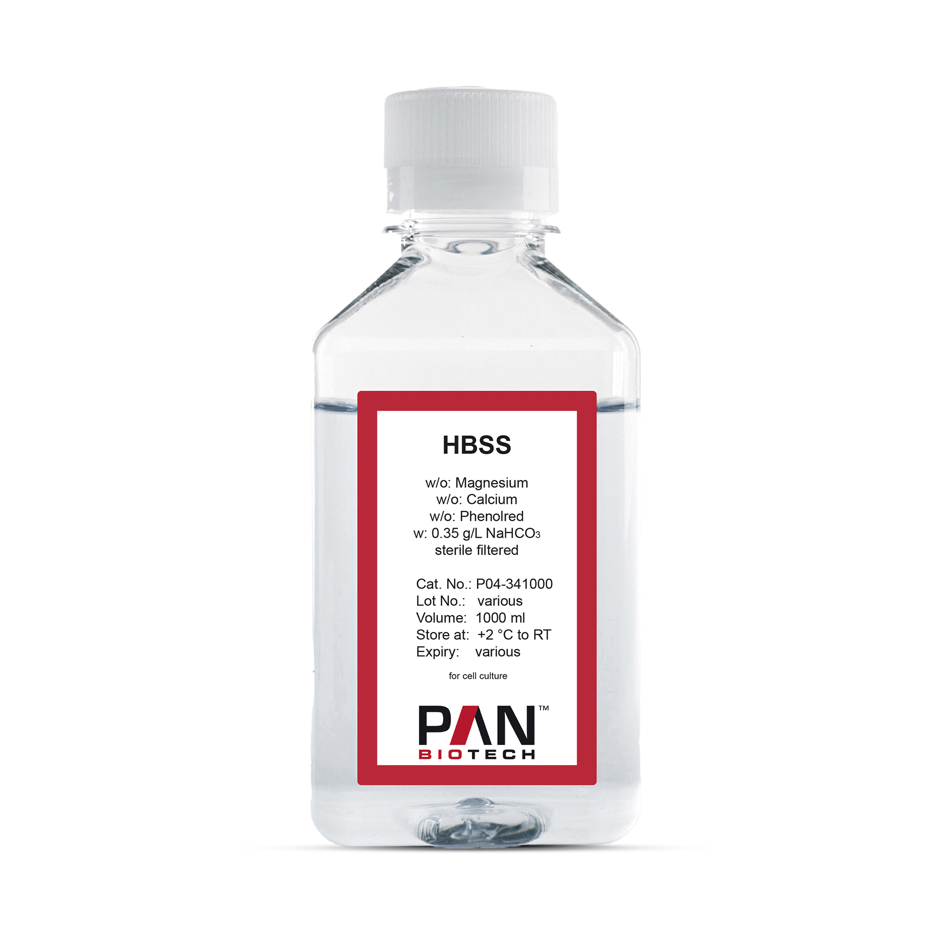HBSS, w/o: Ca and Mg, w/o: Phenol red, w: 0.35 g/L NaHCO3