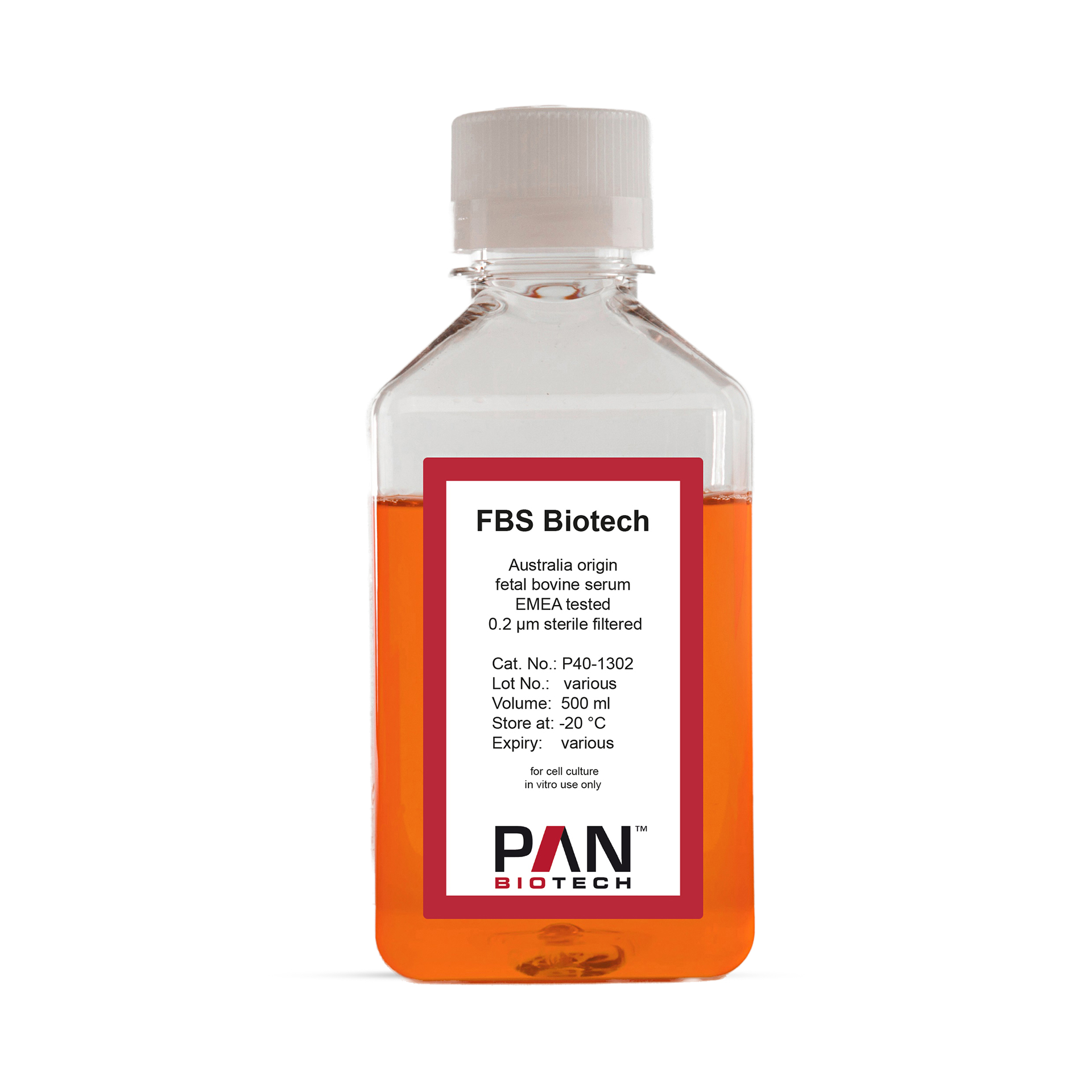 FBS Biotech, Australia origin, fetal bovine serum, tested according EMEA 1793 and Ph. Eur. 2262, 0.2 µm sterile filtered
