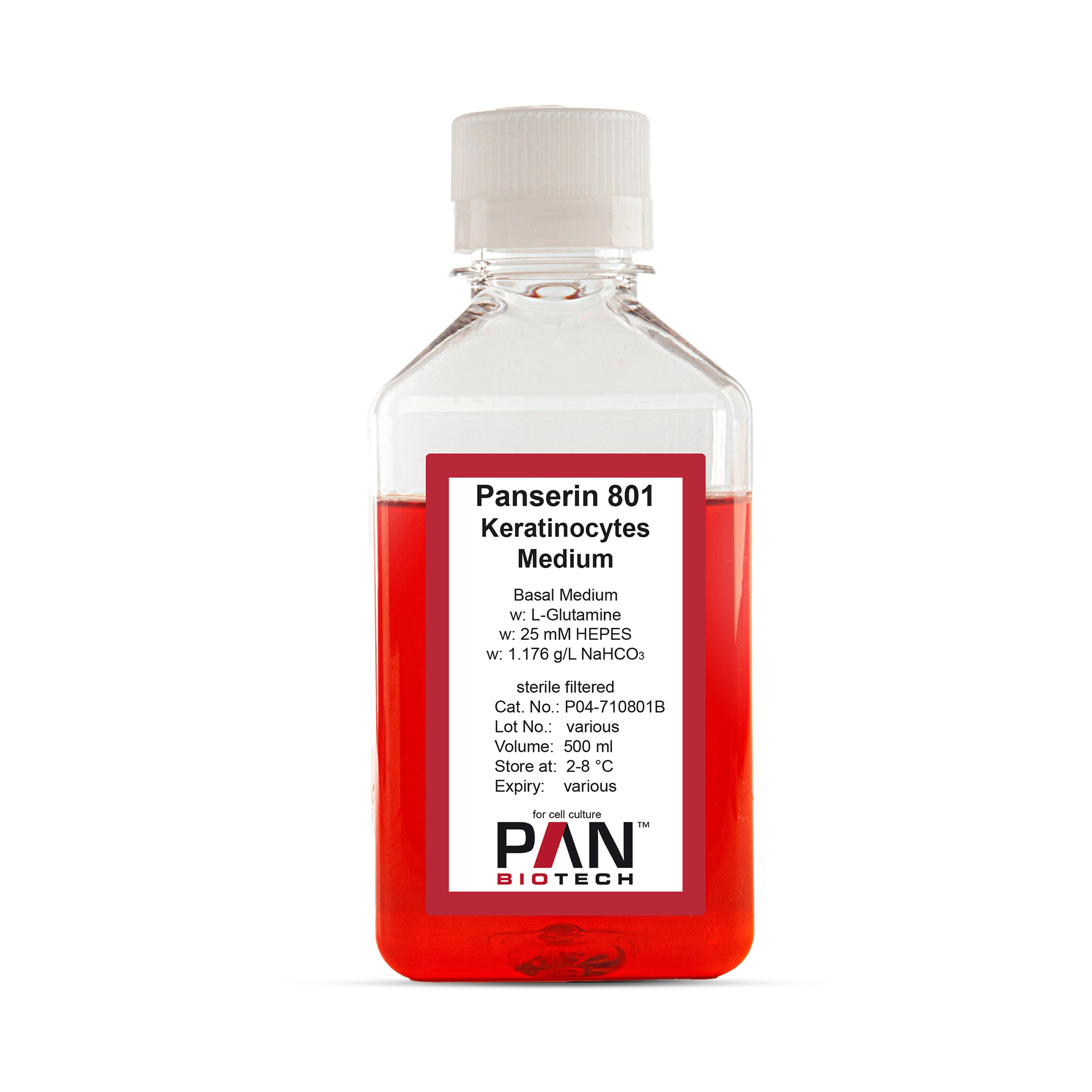 Panserin 801, Keratinocytes Medium, Basalmedium, w: L-Glutamine, w: 25 mM HEPES, w: 1.176 g/L NaHCO3