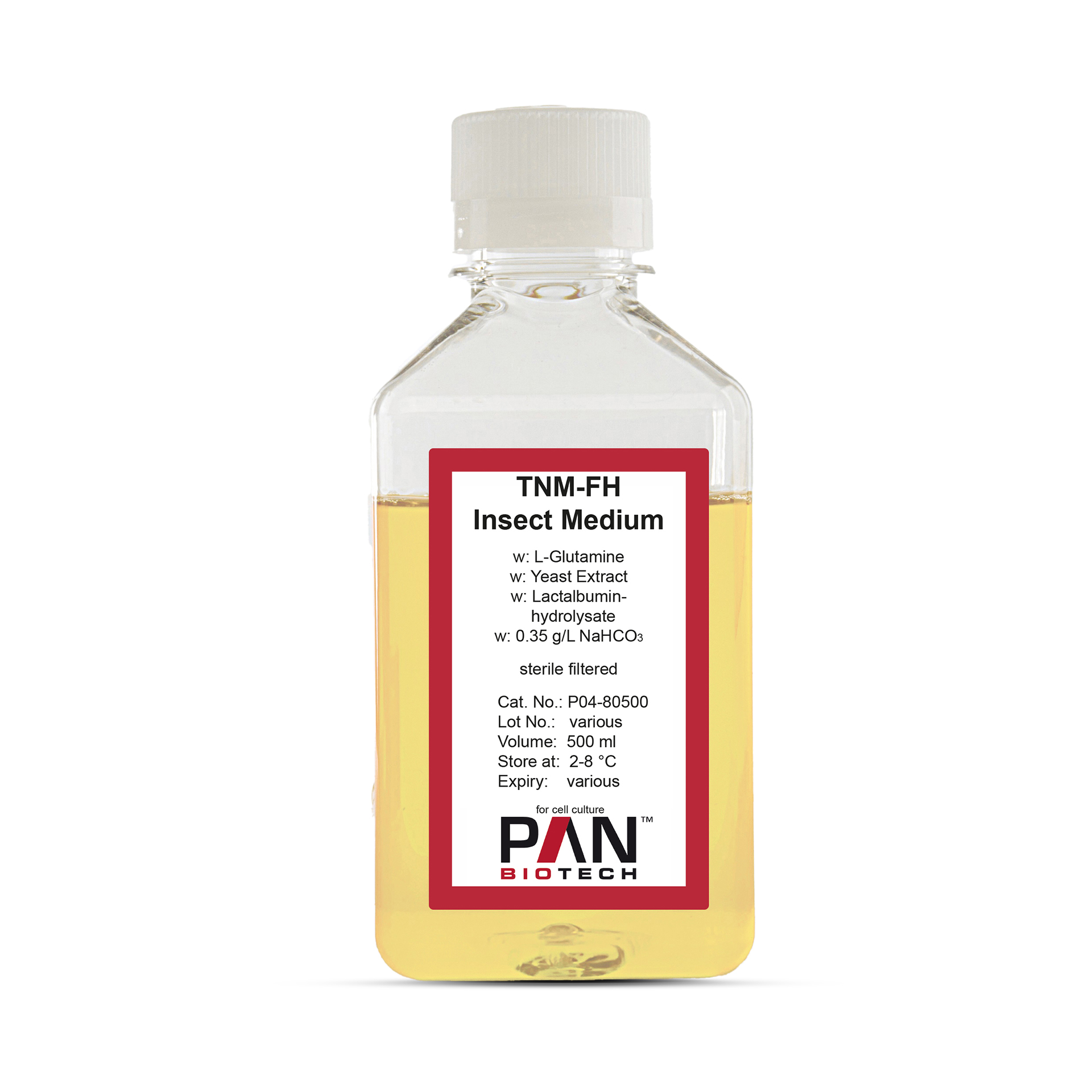TNM-FH Medium, w: L-Glutamine, w: Lactalbumine Hydrolysate, w: Yeast extract, w: 0.35 g/L NaHC03
