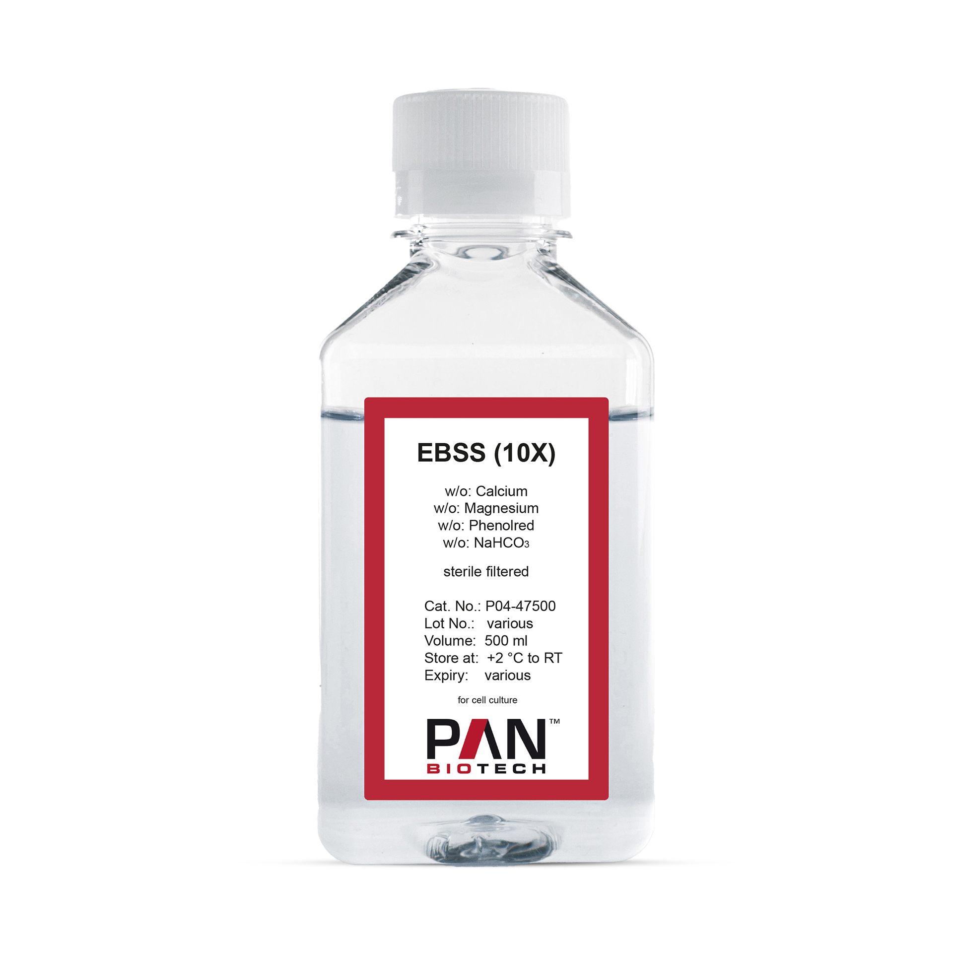 EBSS, (10x) w/o: Ca and Mg, w/o: Phenol red, w/o: NaHCO3