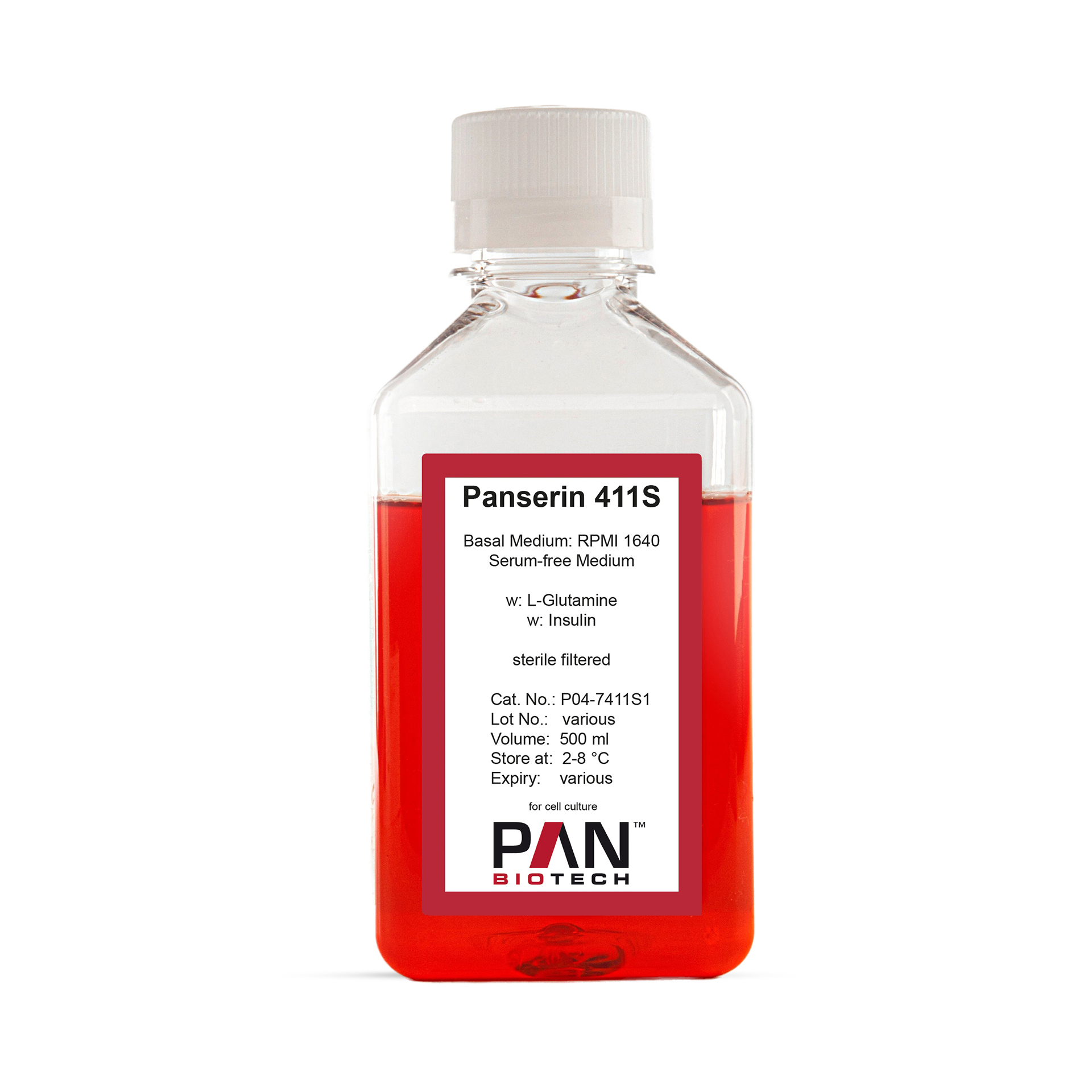 Panserin 411S, Basal Medium: RPMI 1640, Serum-free, w: L-Glutamine, w: Insulin human rec.