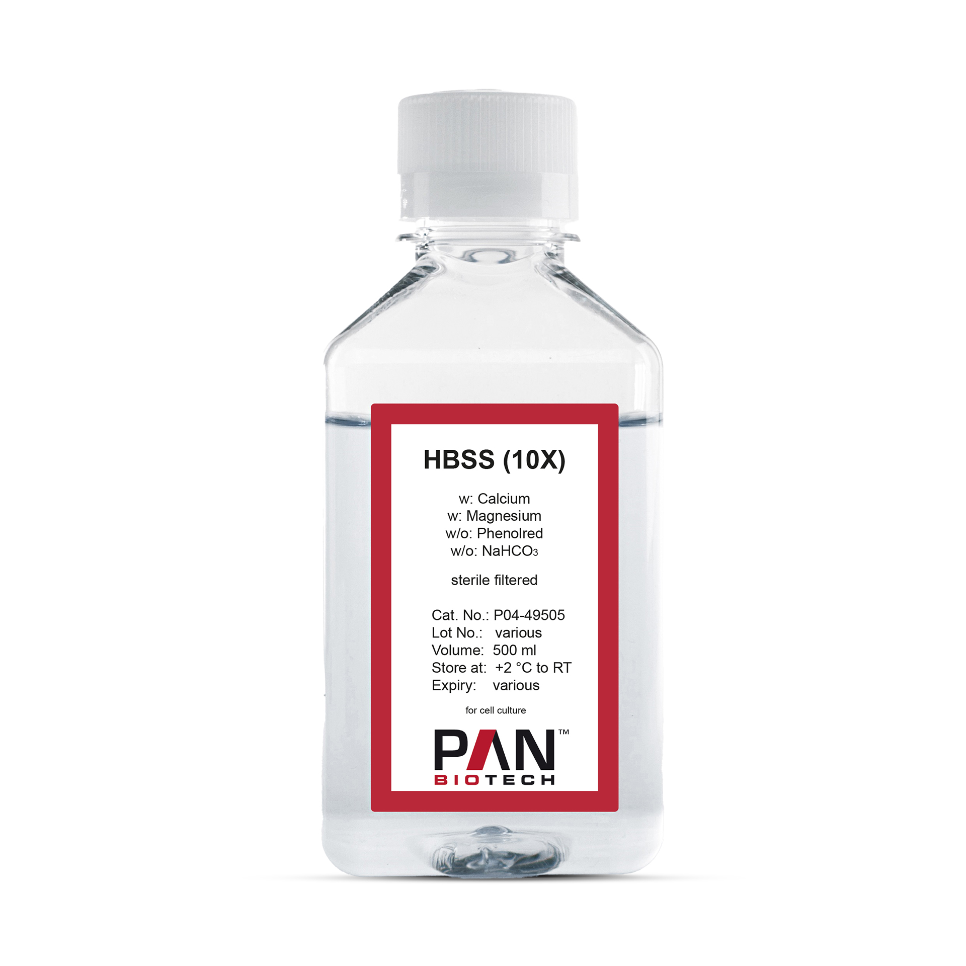 HBSS, (10x) w: Ca and Mg, w/o: Phenol red, w/o: NaHCO3