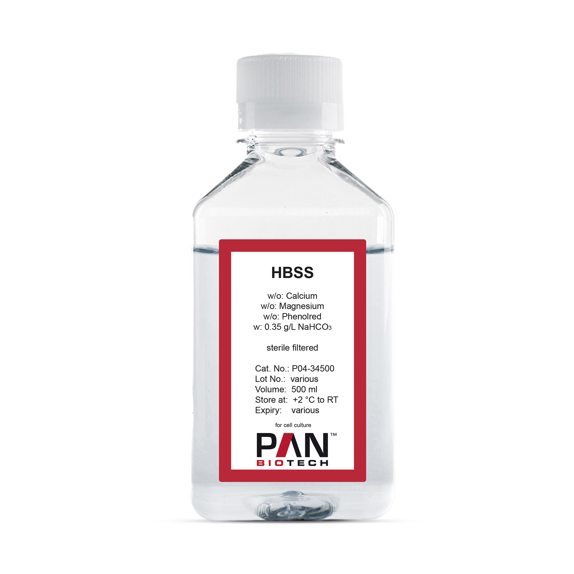 HBSS, w/o: Ca and Mg, w/o: Phenol red, w: 0.35 g/L NaHCO3
