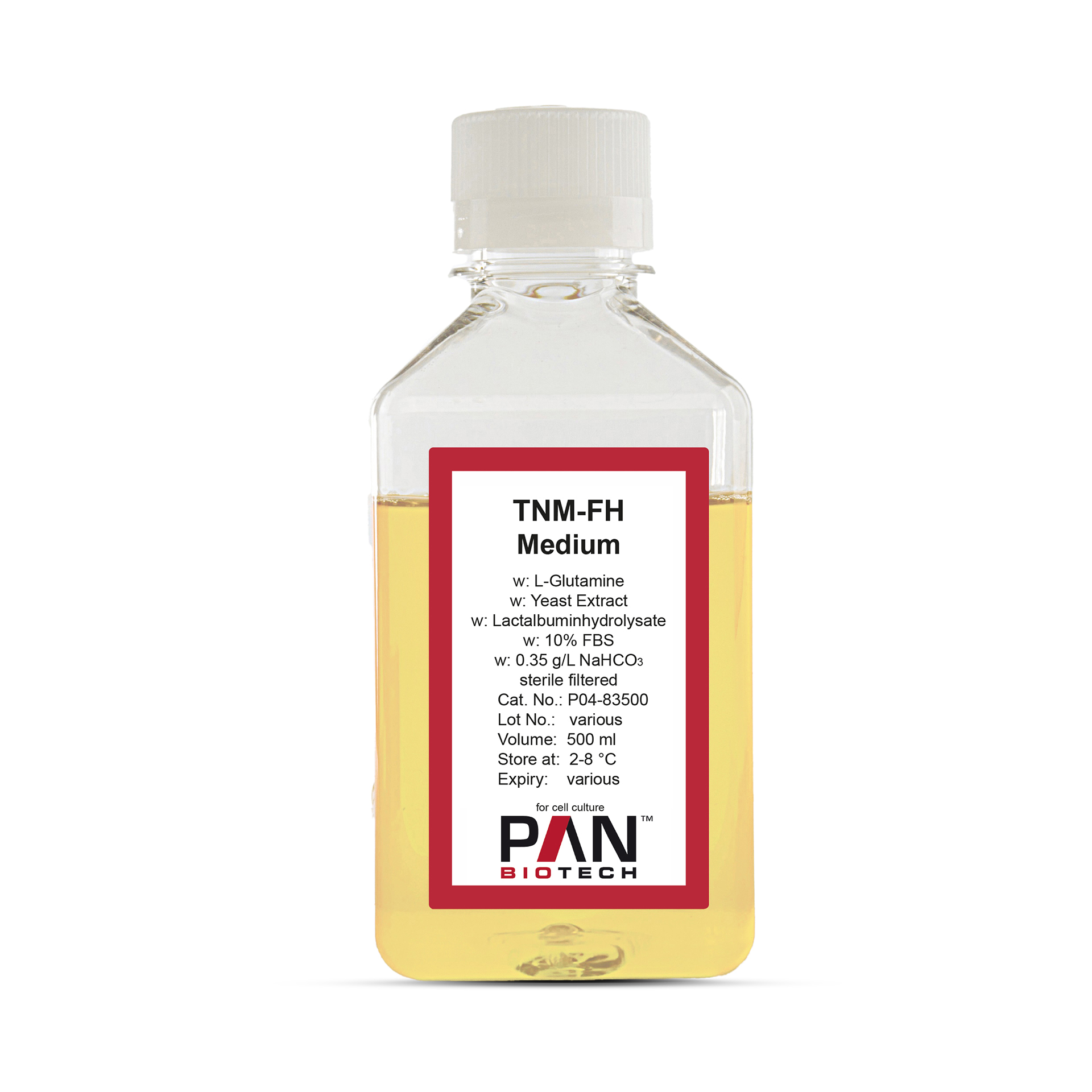 TNM-FH Medium, w: L-Glutamine, w: Lactalbumin Hydrolysate, w: Yeast extract, w: 10 % Fetal Bovine Serum, w: 0.35 g/L NaHCO3