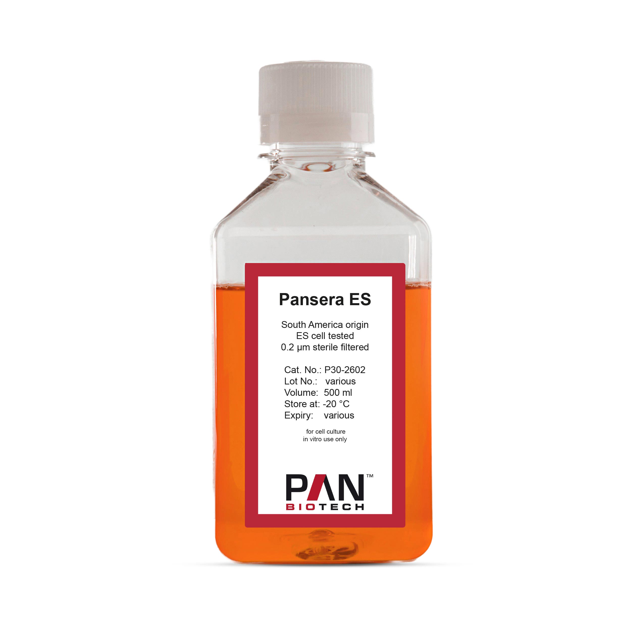 Pansera ES, South America origin, special designed bovine serum for embryonal stem cells, 0.2 µm sterile filtered